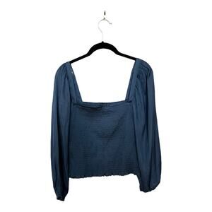 J. Crew Squareneck Smocked Featherweight Satin Cropped Top Size M